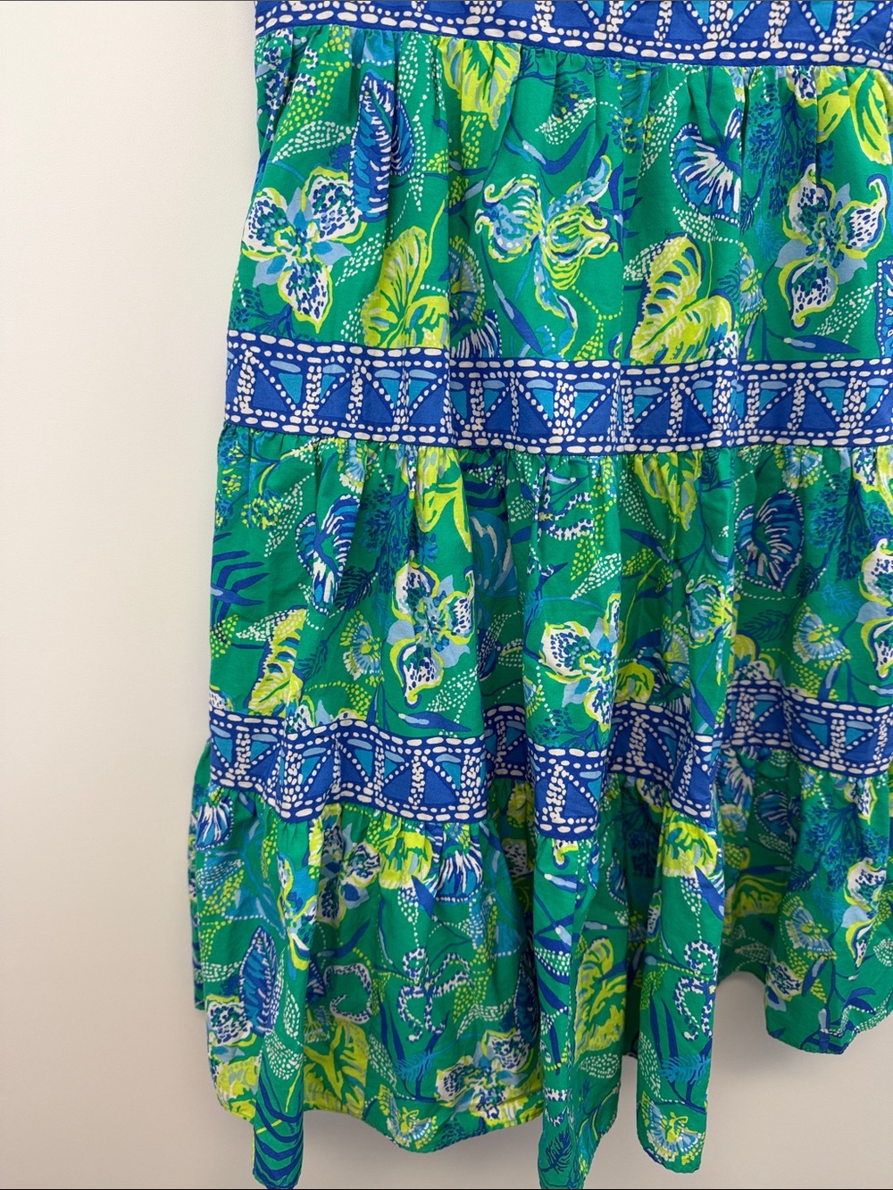 Lilly Pulitzer Casidee Tropical Floral Cotton Sundress Blue Green Size 2 - Picture 5 of 10